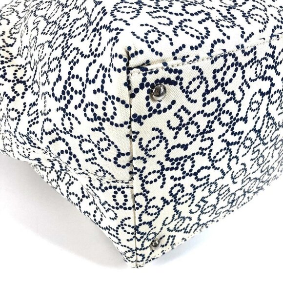 CHANEL Arabesque Bag Tote Bag Hand Bag Canvas White/Dark Navy Based - Picture 3 of 15